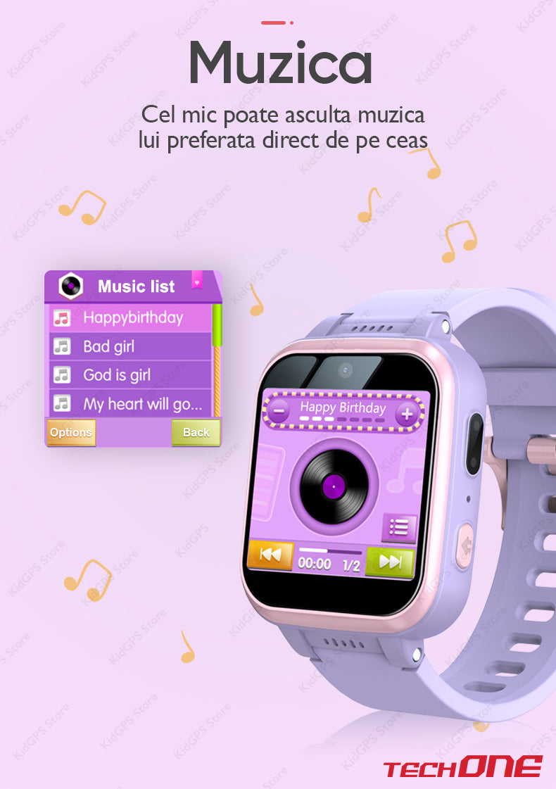 Ceas smartwatch copii Techone Y90, Mov Ceas smartwatch copii Techone Y90, Mov